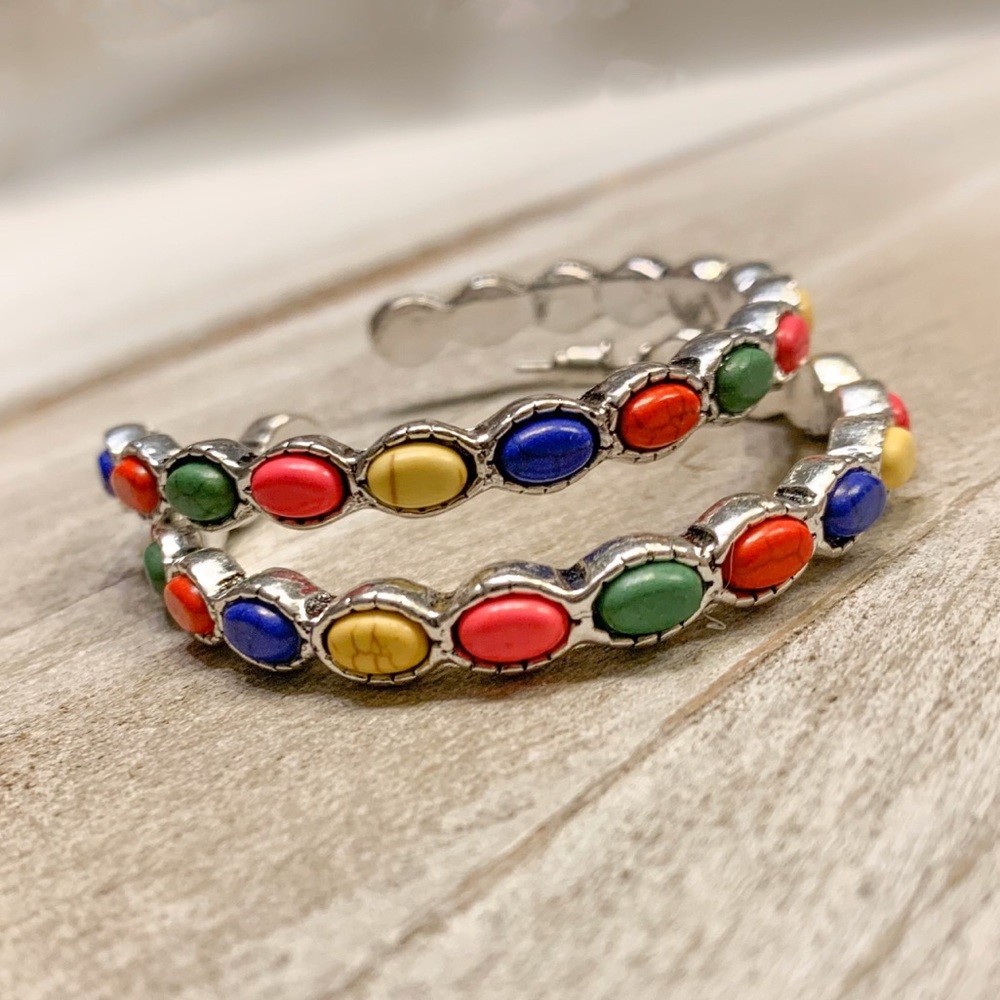 Multi Color Turquoise Hoops